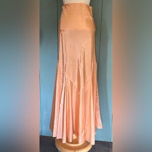 20's 30's Evening Party Dress Bottom Peach Silk Taffeta Full Circle Finish M